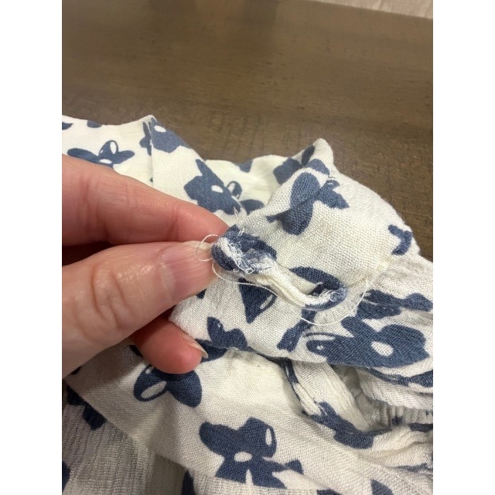 Altar'd State Floral Wrap Midi Skirt Navy White Size L Ruffle Hem Tie Waist - Picture 4 of 13
